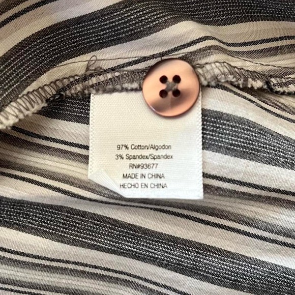 Vintage Y2K Striped Button Down Blouse Office Siren Preppy Minimalist Gray XL-1X - Picture 7 of 7